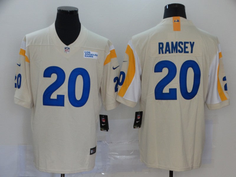 Men's Los Angeles Rams Jalen Ramsey #20 Beige Vapor Limited Jersey1