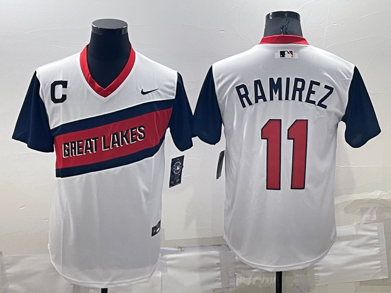 Men's Cleveland Guardians Jose Ramirez #11 White Replica Player Jersey1