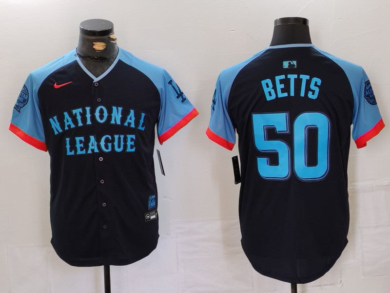Men's National League Mookie Betts #50 Navy 2024  All-Star Game Limited Player Jersey1