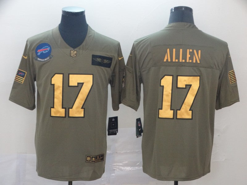 Men's Buffalo Bills Josh Allen #17 Brown Alternate Game Jersey1