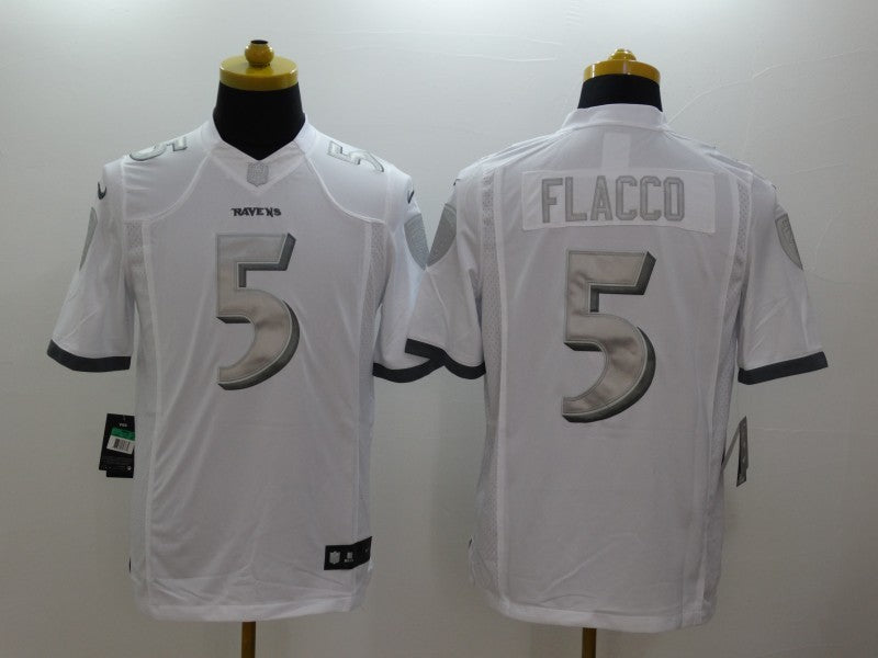 Men's Baltimore Ravens Joe Flacco #5 White Game Jersey1