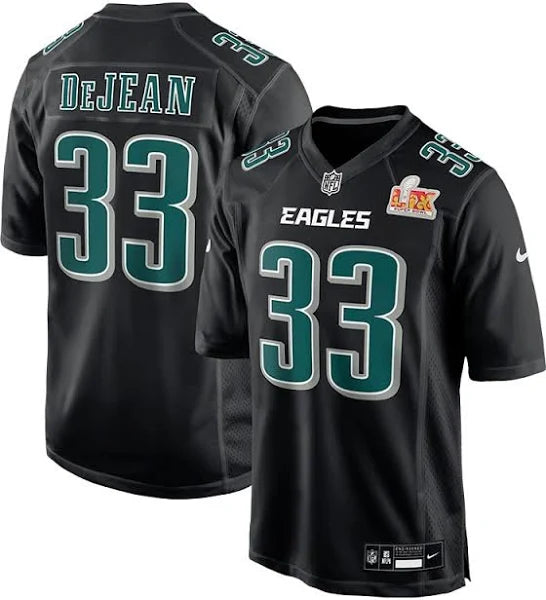 Men's  Cooper DeJean Carbon Black Philadelphia Eagles Super Bowl LIX Fashion Game Player Jersey