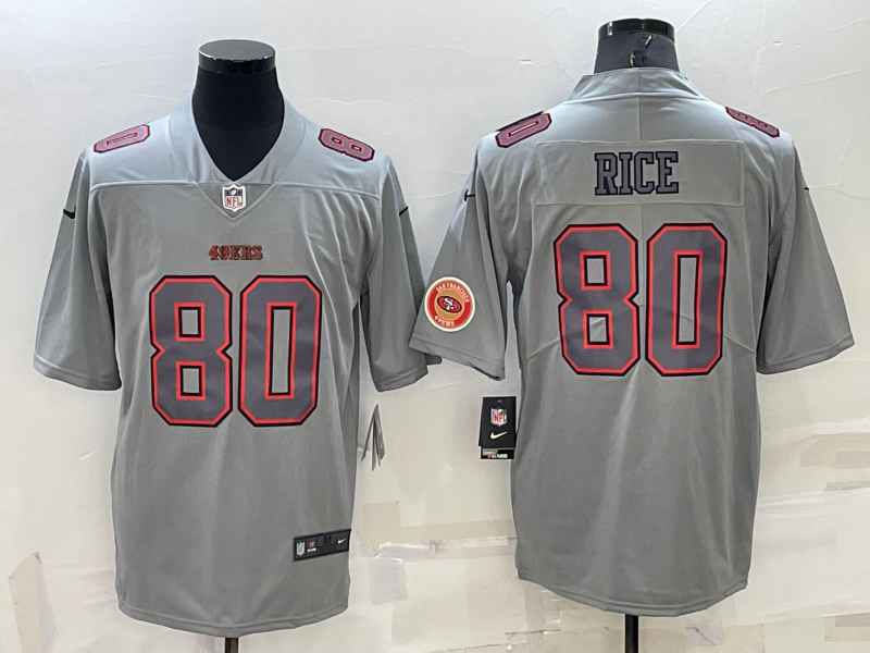 Men's San Francisco 49ers Jerry Rice #80 Gray Atmosphere Game Jersey1