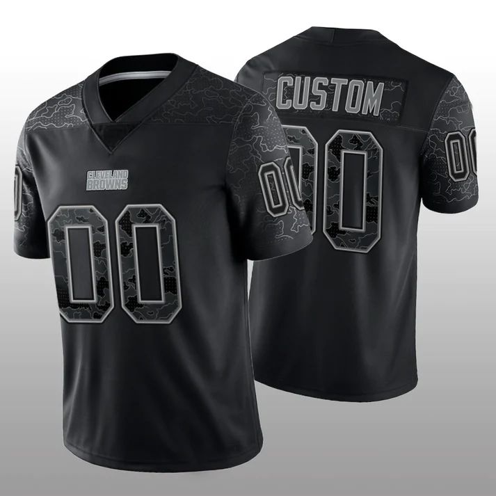 Custom1 Cleveland Browns Black RFLCTV Limited Jersey1 Stitched American Football Jerseys