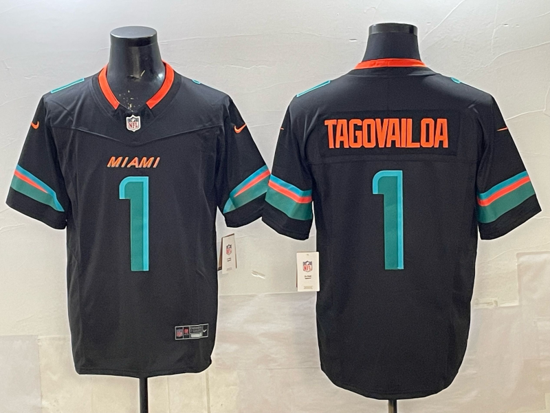 Men's Miami Dolphins Tua Tagovailoa #1 Pitch Blue 2025 Rivalries Collection Limited Jersey