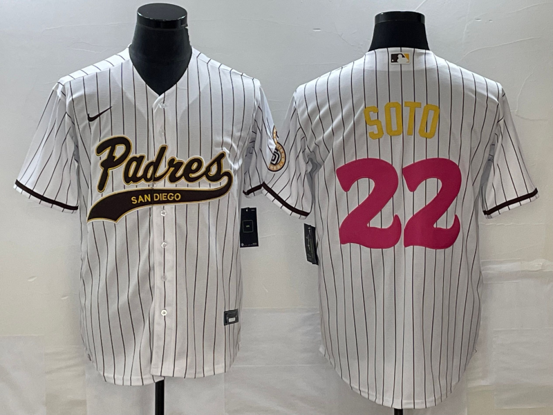 Men's San Diego Padres Juan Soto #22 White Replica Player Jersey1 Joint Edition