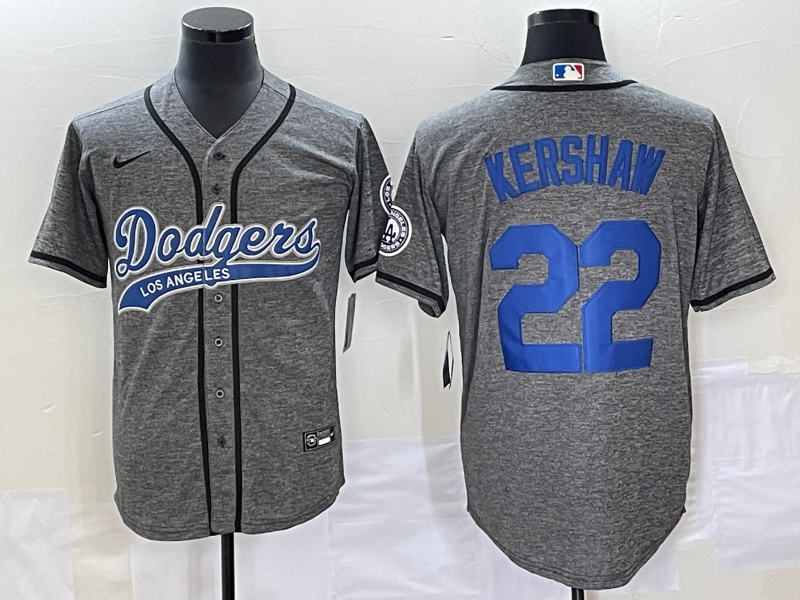 Men's Los Angeles Dodgers Clayton Kershaw #22 Gray Game Jersey1 Joint Edition