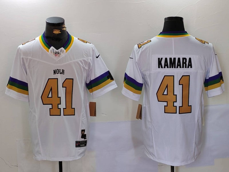 Men's New Orleans Saints Alvin Kamara #41 White Fashion Game Jersey1