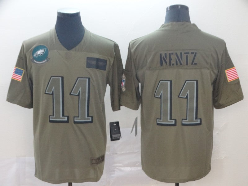 Men's Philadelphia Eagles Carson Wentz #11 Brown Team Game Jersey1