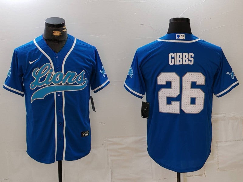 Men's Detroit Lions Jahmyr Gibbs #26 Blue Game Jersey1