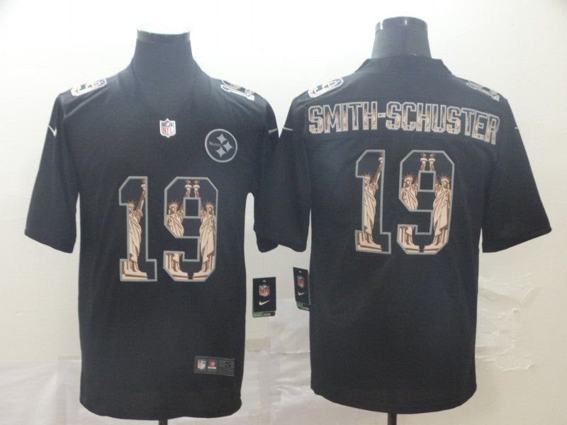 Men's Pittsburgh Steelers JuJu Smith-Schuster #19 Black Team Game Jersey1