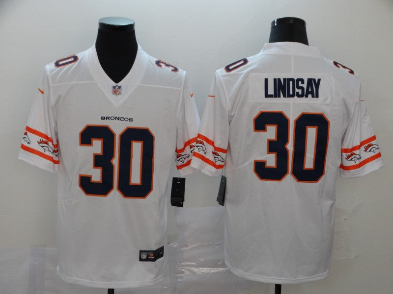 Men's Denver Broncos Phillip Lindsay #30 White Game Player Jersey1