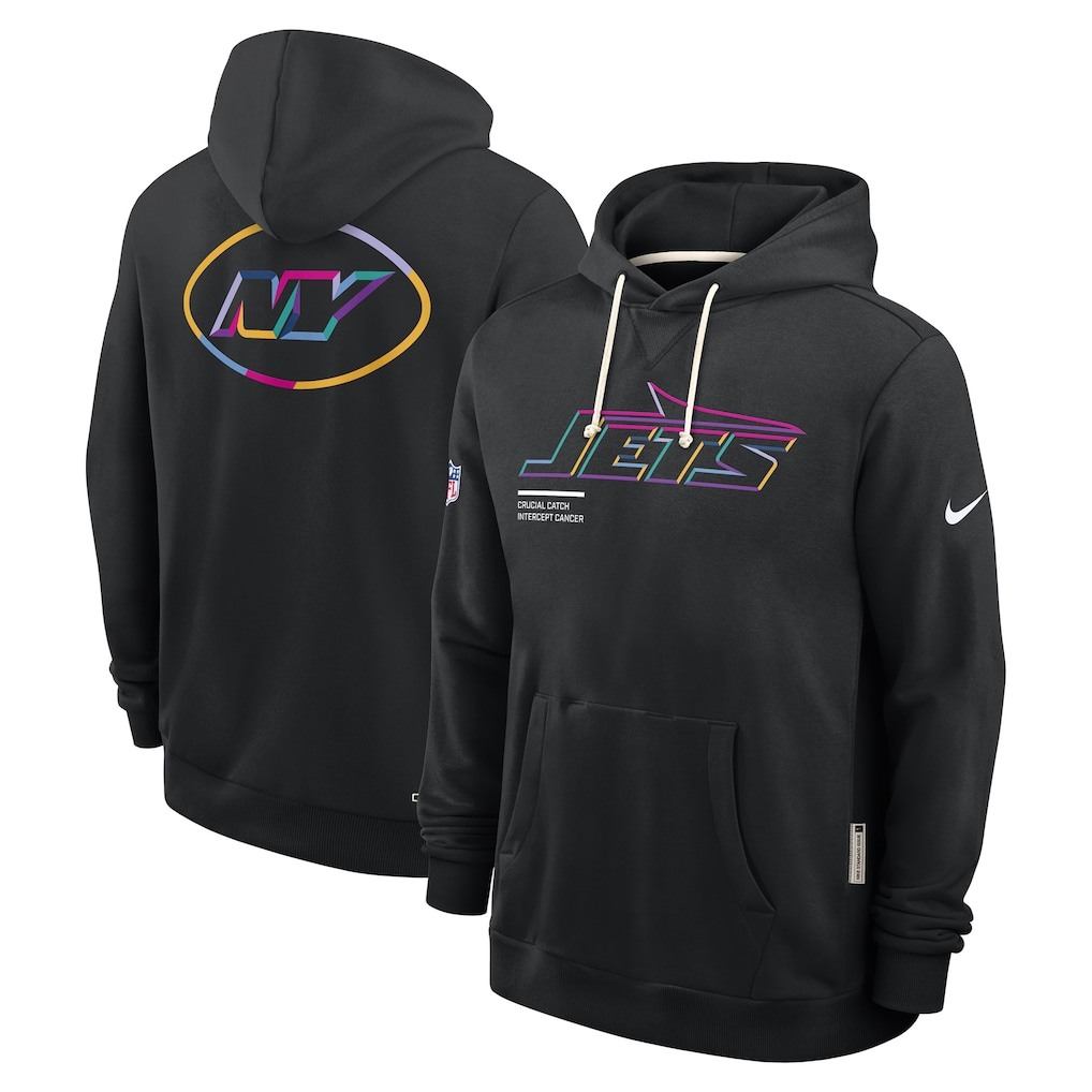 Men's New York Jets  Black 2025  Crucial Catch Sideline Standard Issue Dri-FIT Hoodie