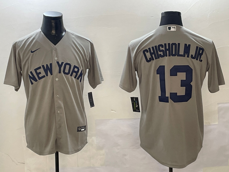 Men's New York Yankees Jazz Chisholm Jr. #13 Gray Away Limited Player Jersey1