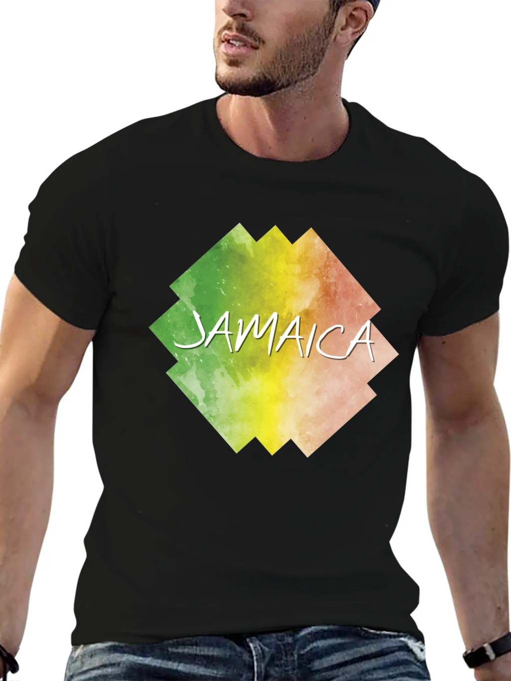 Jamaica Graphic Print Black T-Shirt