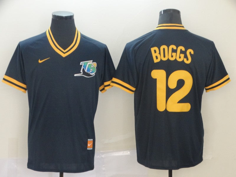 Men's Tampa Bay Rays Wade Boggs #12 Navy Replica Baseball Jersey1