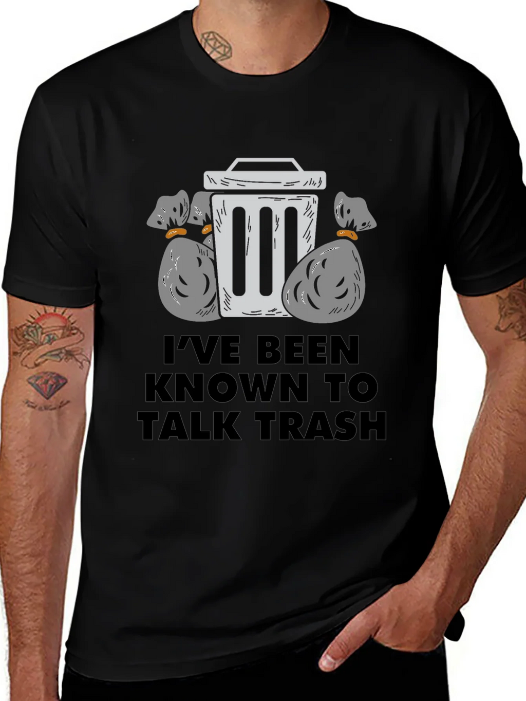 Talk Trash Mens Black Graphic T-Shirt