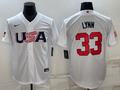 Men's 2023 World Baseball Classic #33 Lance Lynn USA White Jersey1