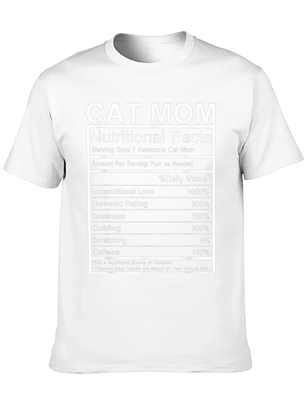 Cat Mom Nutritional Facts Funny T-Shirt