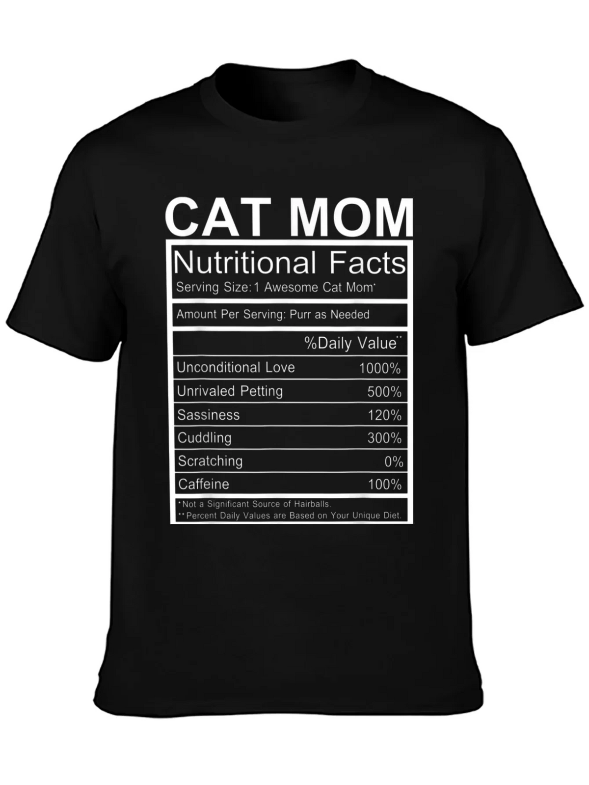 Cat Mom Nutritional Facts Funny T-Shirt