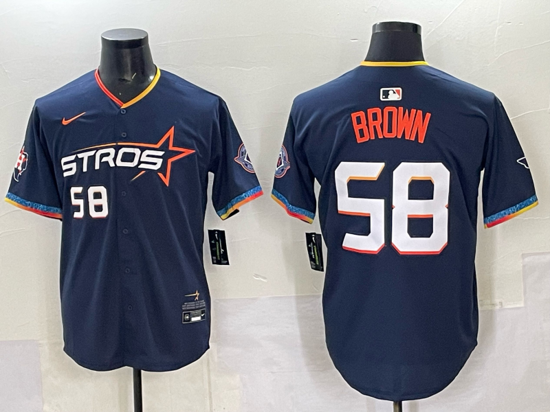 Men's Houston Astros Hunter Brown #58 Navy 2025 City Connect Limited Player Jersey