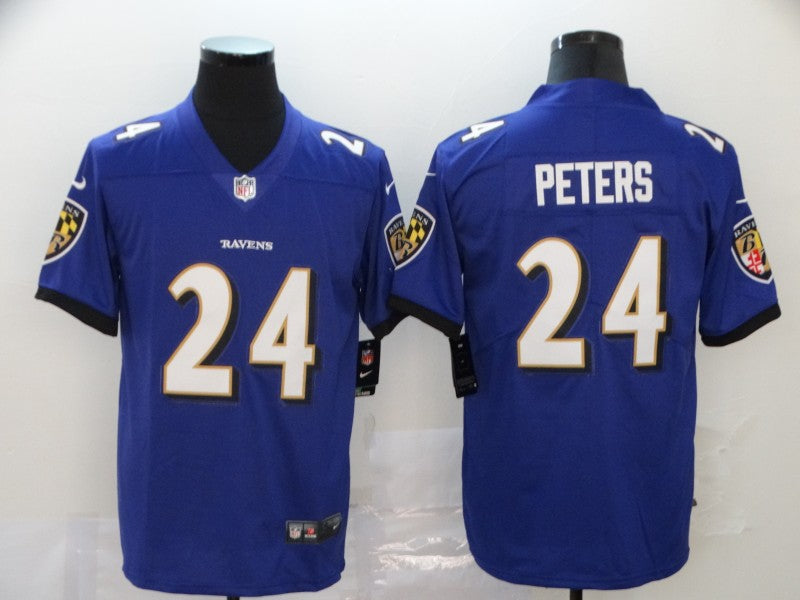 Men's Baltimore Ravens Marcus Peters #24 Purple Game Jersey1