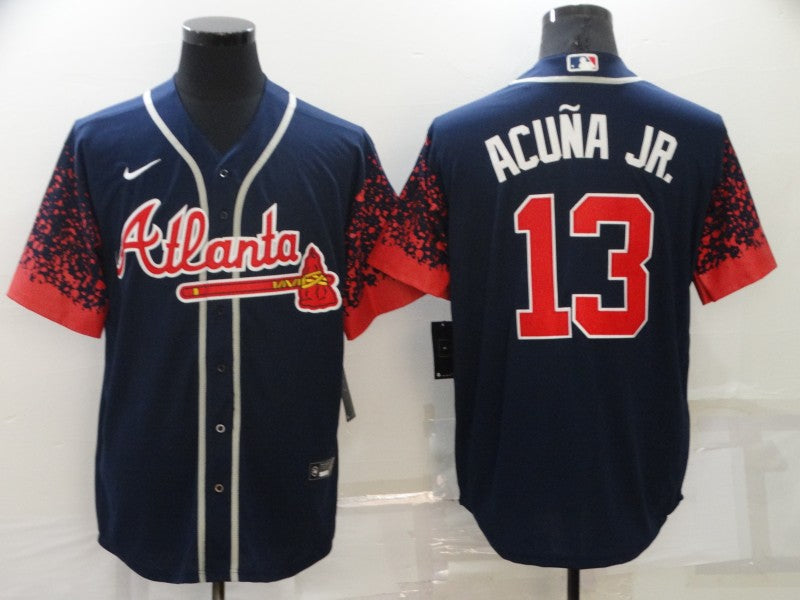 Men's Atlanta Braves Ronald Acuna Jr. #13 Navy Stitched Player Jersey