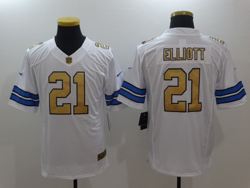 Men's Dallas Cowboys Ezekiel Elliott #21 White Alternate Game Jersey1