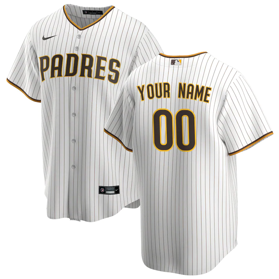 Men's San Diego Padres White Home Replica Custom Jersey1