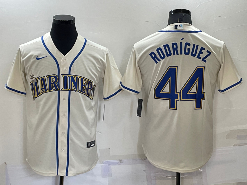 Men's Seattle Mariners Julio Rodriguez #44 Beige Replica Baseball Jersey1