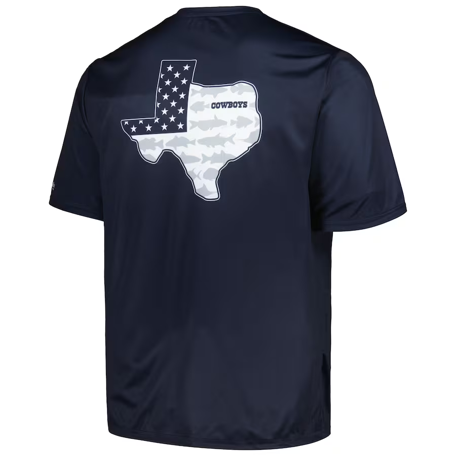 Men's Columbia Navy Dallas Cowboys Terminal Tackle Omni-Shade Texas T-Shirt