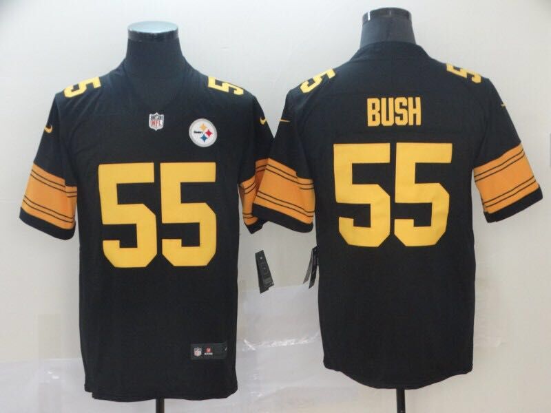 Men's Pittsburgh Steelers Devon Bush Jr. #55 Black Alternate Legend Jersey1