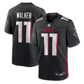 Men's Atlanta Falcons Jalon Walker  Black 2025  Draft First Round Pick Game Jersey