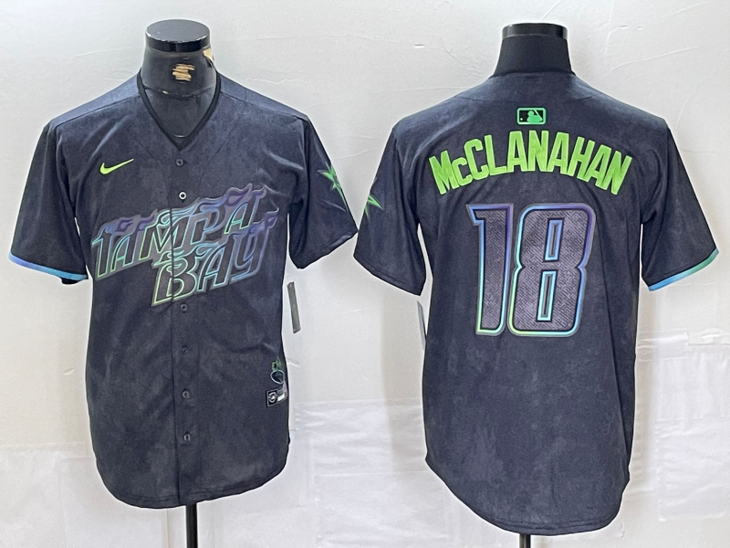 Men's Tampa Bay Rays Shane McClanahan #18 Charcoal 2024 City Connect Limited Player Jersey1