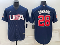 Men's 2023 World Baseball Classic #28 Nolan Arenado USA Navy Jersey1