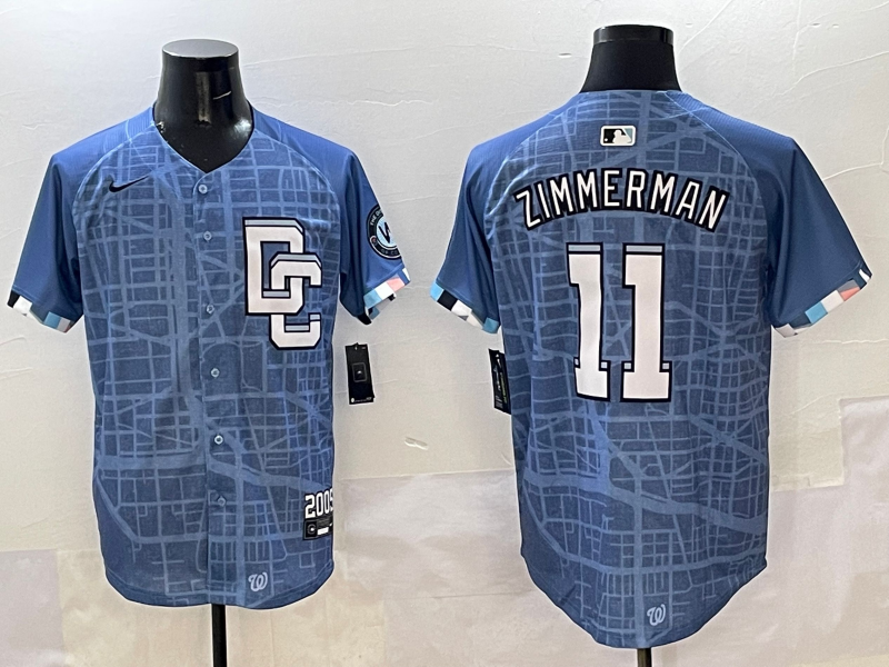 Men's Washington Nationals Ryan Zimmerman #11 Blue 2025 City Connect Limited Player Jersey1