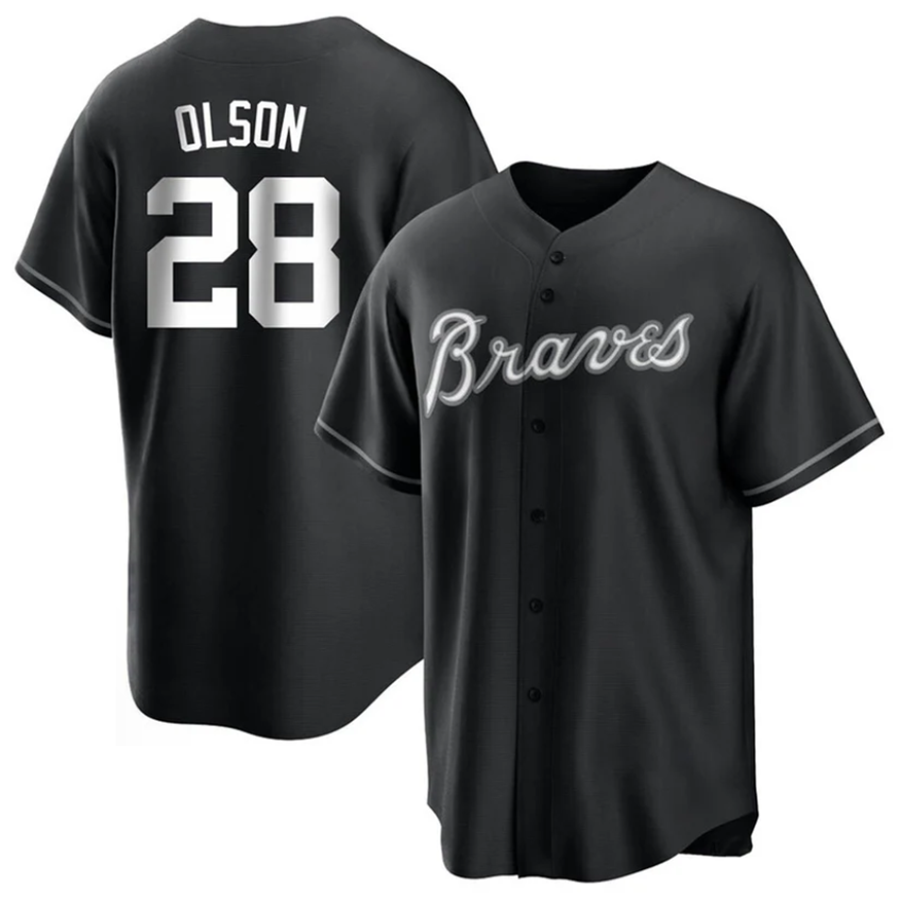 A.Braves #28 Matt Olson Player Navy Replica Stitches Baseball Jerseys