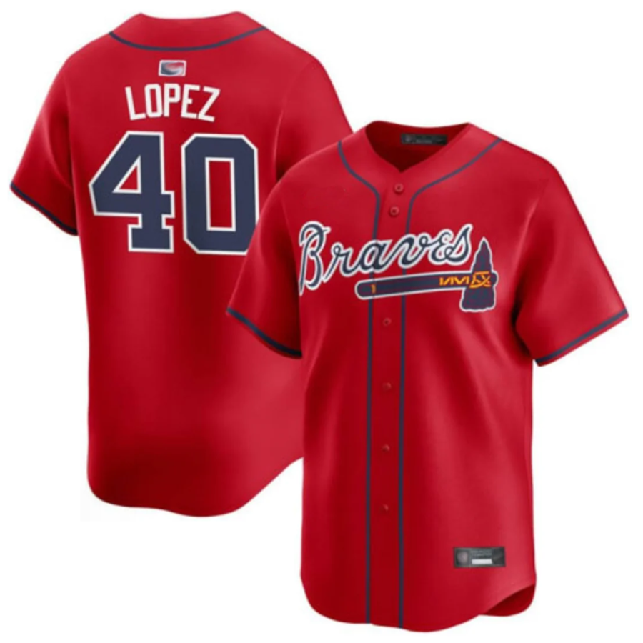 A.Braves #40 Reynaldo Lopez Player Red Home Replica Baseball Jerseys
