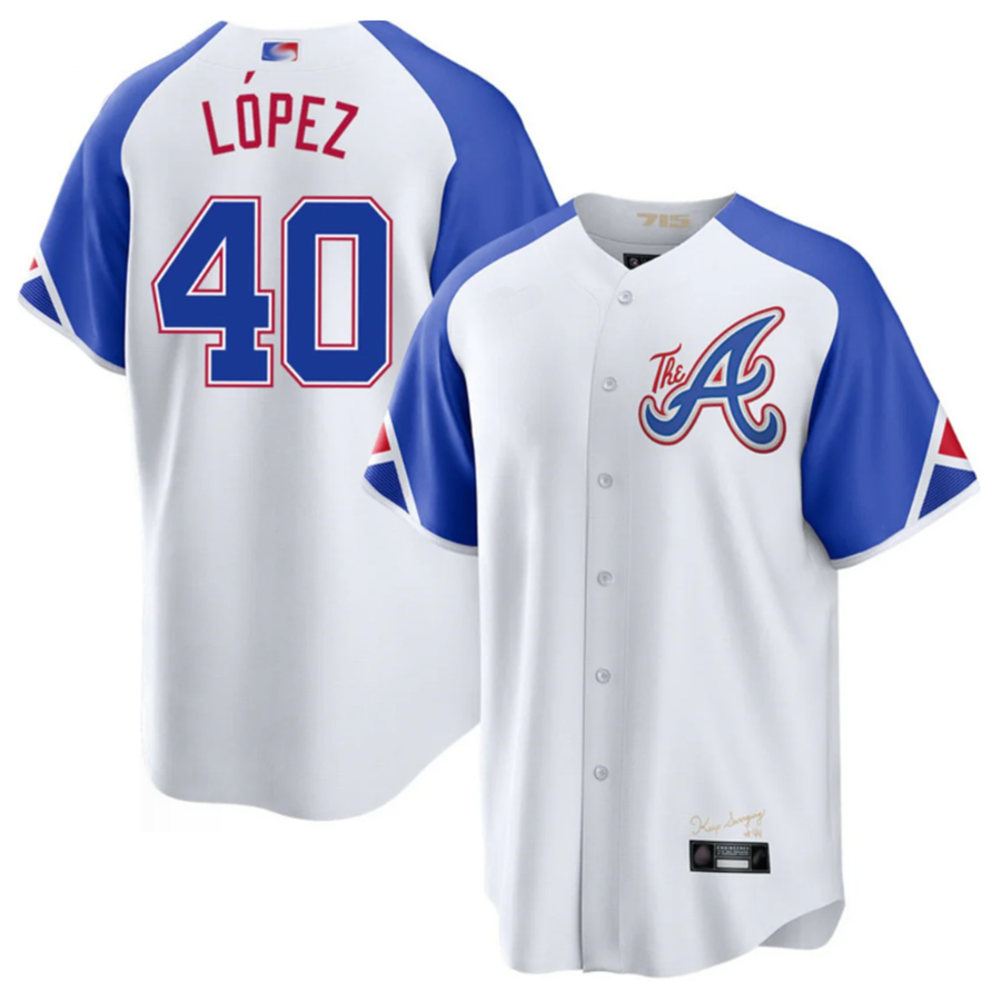 A.Braves #40 Reynaldo Lopez Player White-Blue City Connect Limited Stitches Baseball Jerseys