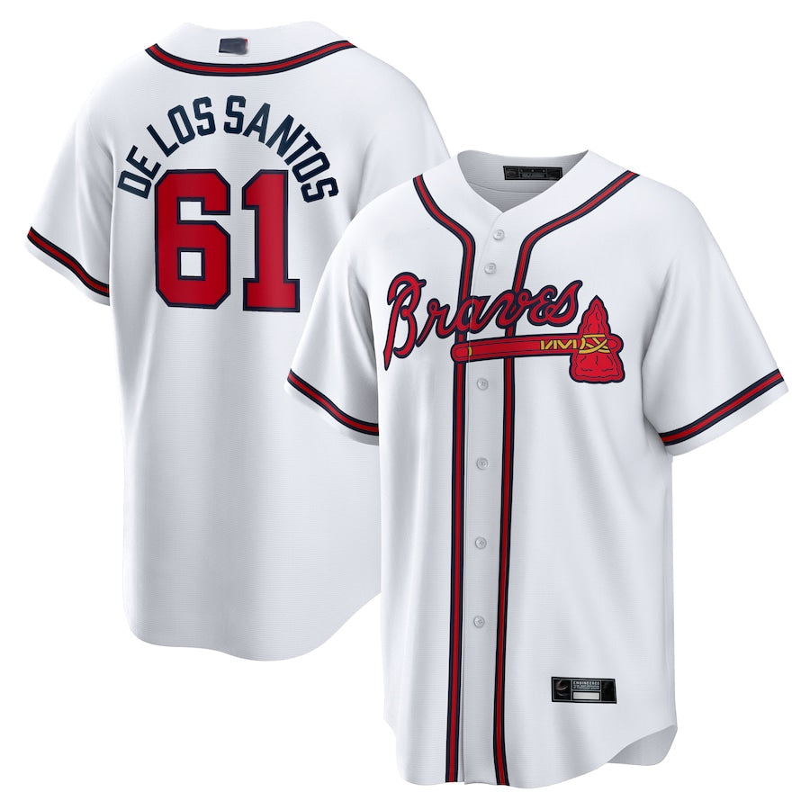 A.Braves #61 Enyel De Los Santos Player White Home Replica Baseball Jerseys