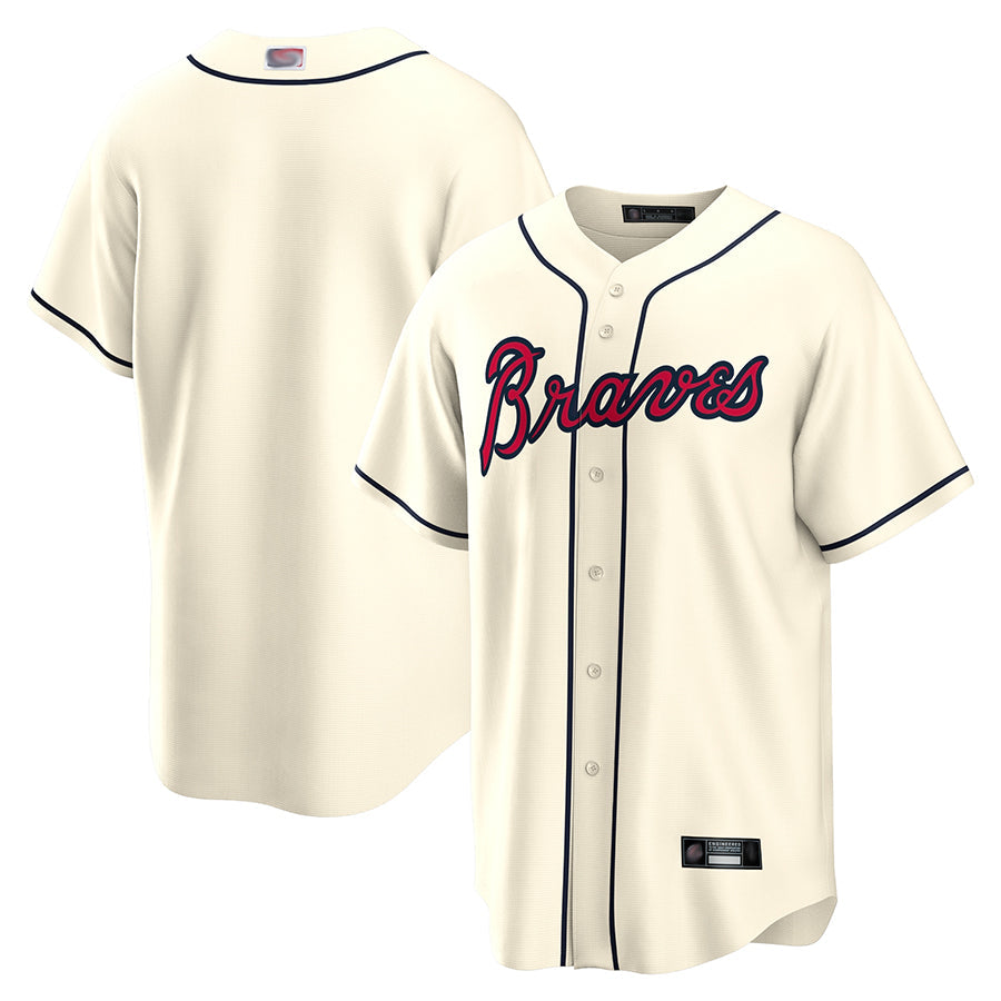 A.Braves Blank Player Cream Replica Game Baseball Jerseys