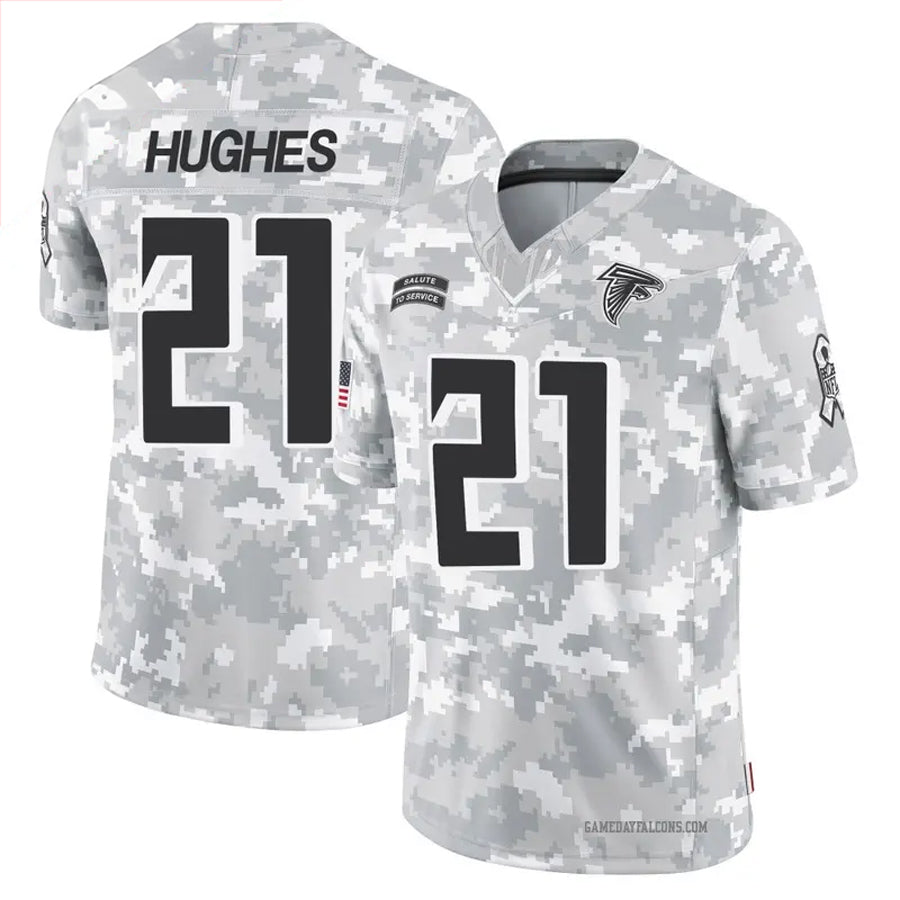 A.Falcons #21 Mike Hughes Player Arctic Camo Salute to Service Limited Football Jerseys