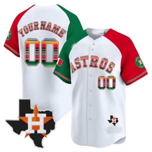 Custom H.Astros Mexico Texas Patch Vapor Premier Limited White Baseball Jerseys
