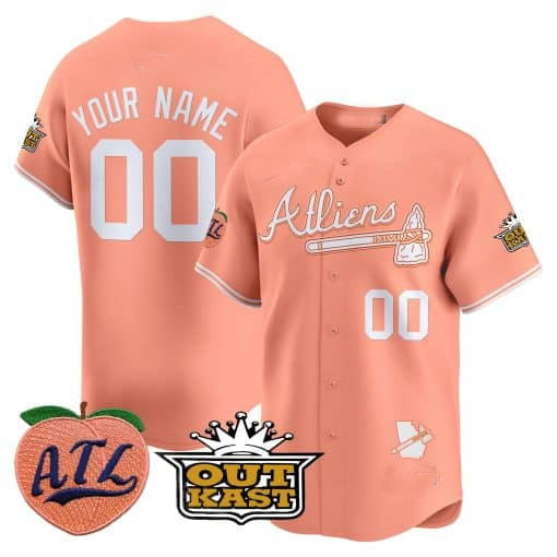 Custom A.Braves Atliens & Peach Vapor Premier Limited Jersey��C Stitched Baseball Jersey