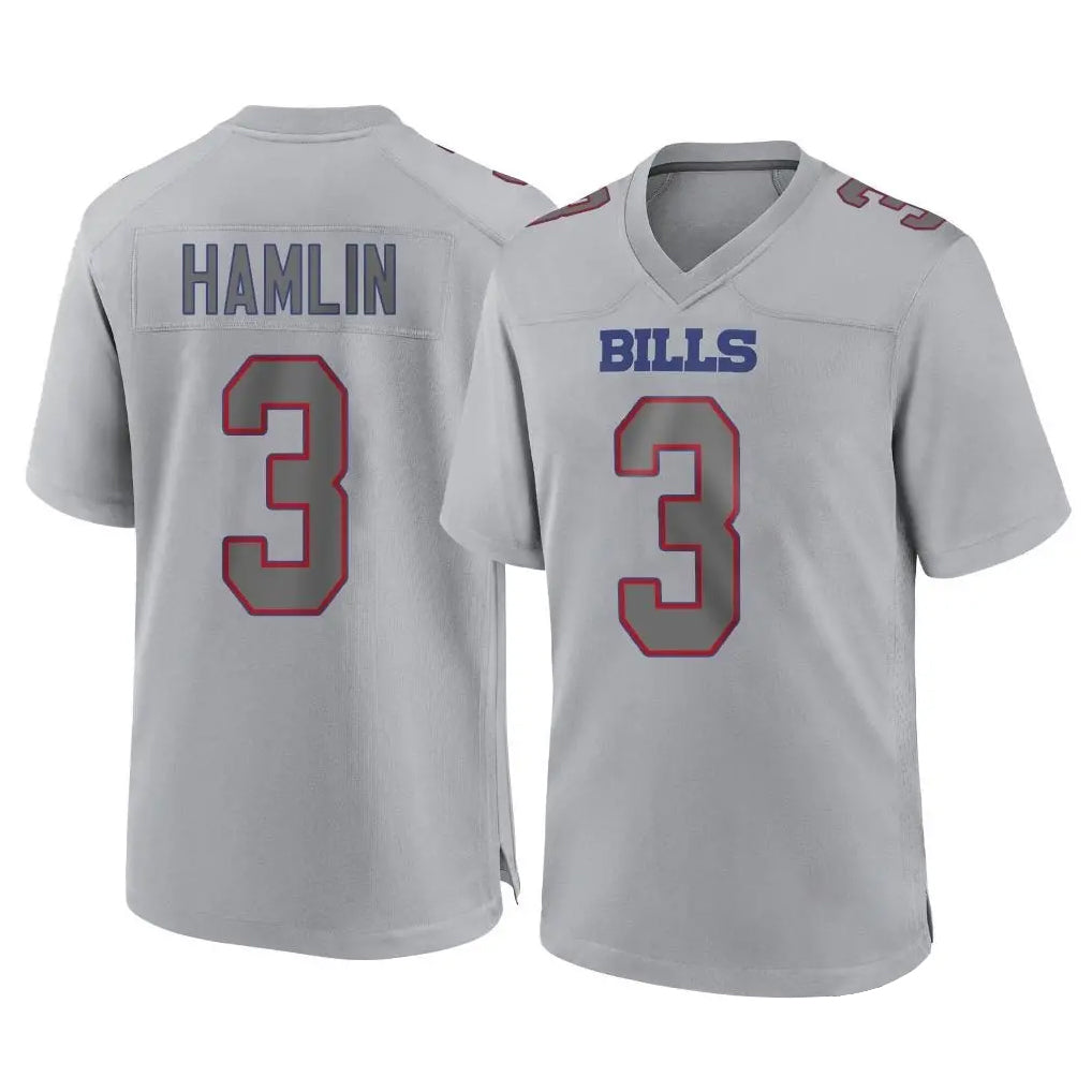 B.Bills #3 Damar Hamlin Player Gray Game Football Jerseys