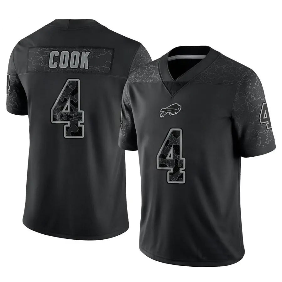 B.Bills #4 James Cook Player Black RFLCTV Limited Football Jerseys