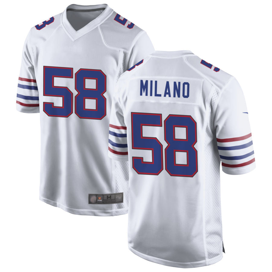 B.Bills #58 Matt Milano Player White Game Football Jerseys