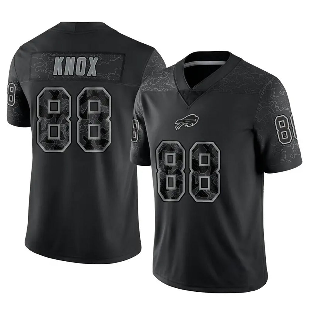 B.Bills #88 Dawson Knox Player Black RFLCTV Limited Football Jerseys