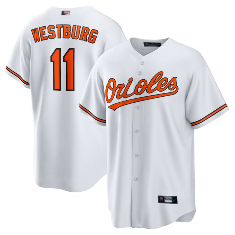 B.Orioles #11 Jordan Westburg Player White Home Replica Baseball Jerseys