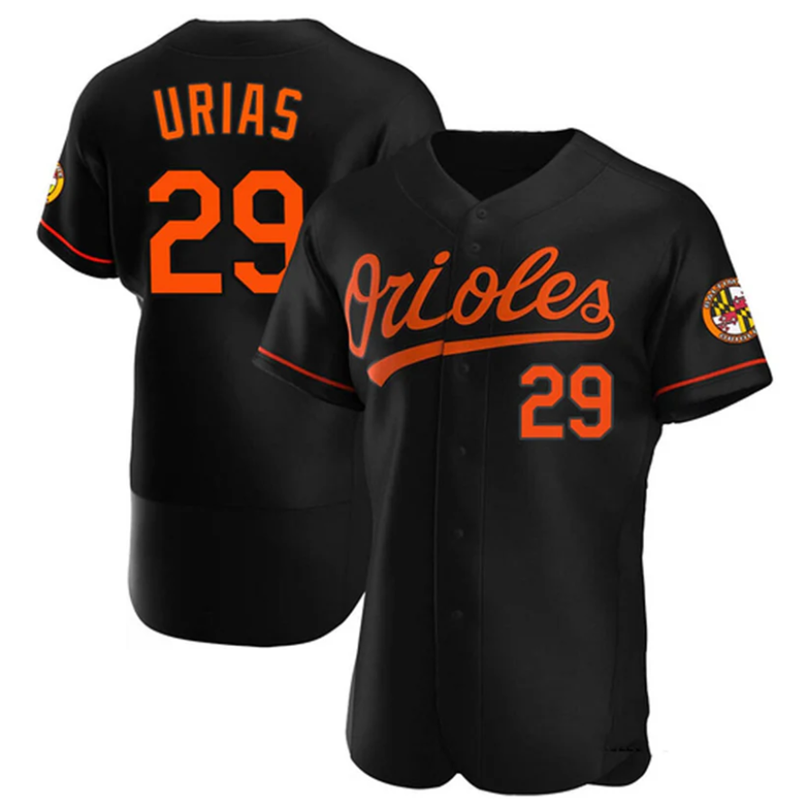 B.Orioles #29 Ram����n Ur����as Player Black Home Replica Elite Baseball Jerseys